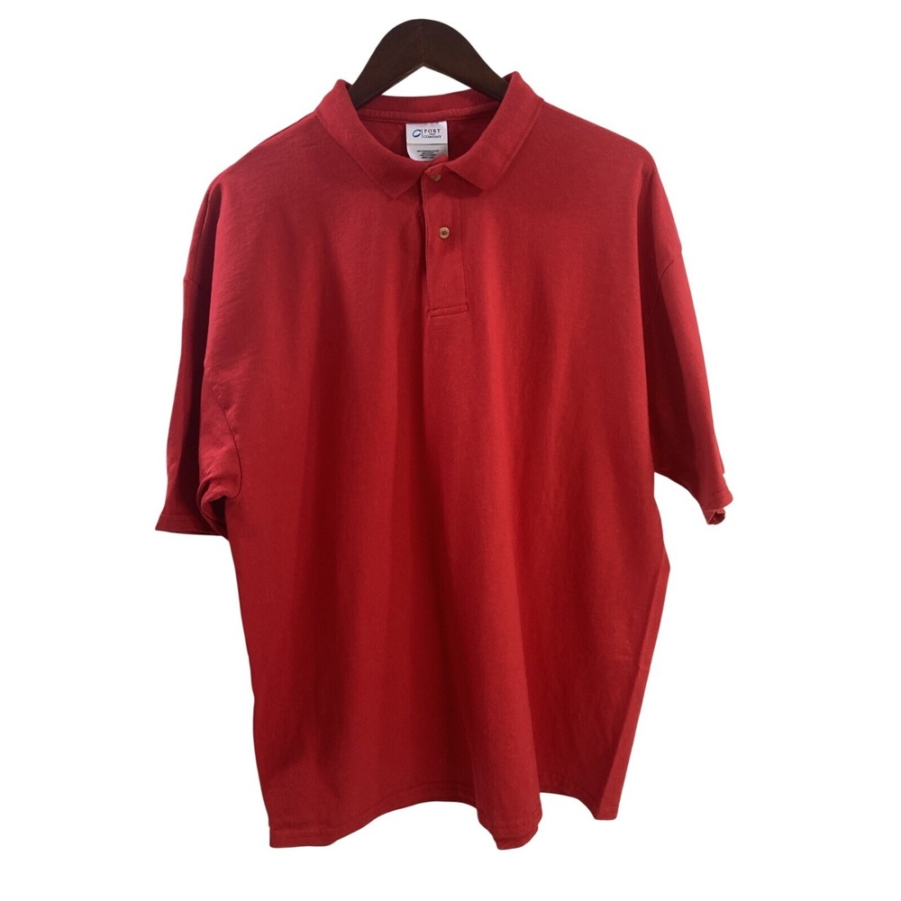 Port & Co Men Large Red Polo Shirt Short Sleeves 100% Cotton